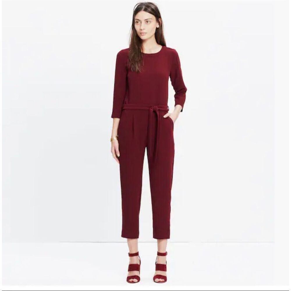 NWT Madewell Sloan Jumpsuit in Maroon Red Size 8
